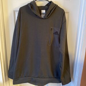 Adidas Hoodie Men’s Size 2XL Grey Pullover Zip Pocket Sweatshirt